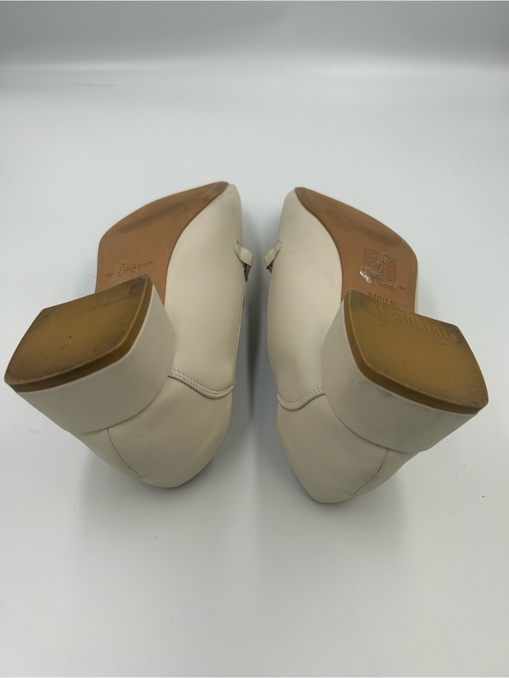 Women's Cream Leather Loafers with Gold Accent - Picture 9 of 11